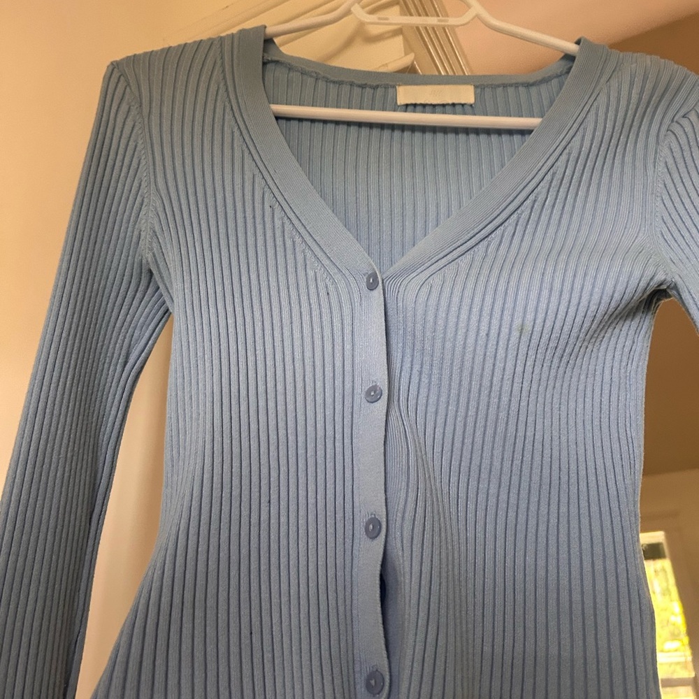 H&M - Light Blue Ribbed Cardigan - Picture 3 of 6